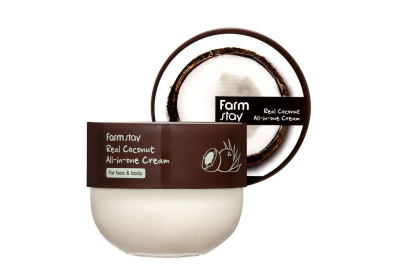 FARMSTAY, Универсальный крем для лица и тела с маслом кокоса - Real coconut all in one cream