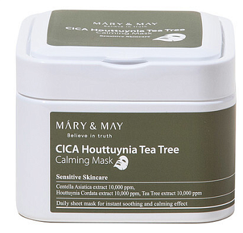Mary&May, Успокаивающие маски с центеллой азиатской - Cica Houttuynia Tea Tree Calming Mask