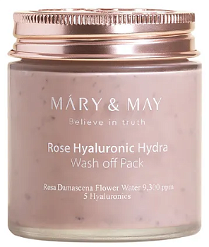 MARY&MAY, Глиняная маска для глубокого увлажнения  - Rose Hyaluronic Hydra Wash off Pack