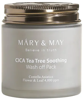 MARY&MAY, Маска глиняная для лица с экстрактом центеллы - CICA TeaTree Soothing Wash of