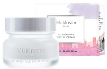 Muldream, Успокаивающий крем для сухой, нормальной кожи с рисом - All green mild FACIAL CREAM