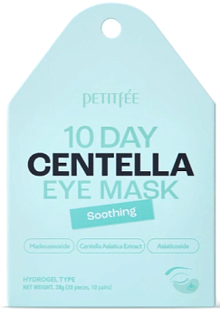 PETITFEE, Успокаивающие гидрогелевые патчи - 10 Day Centella Eye Mask – Soothing